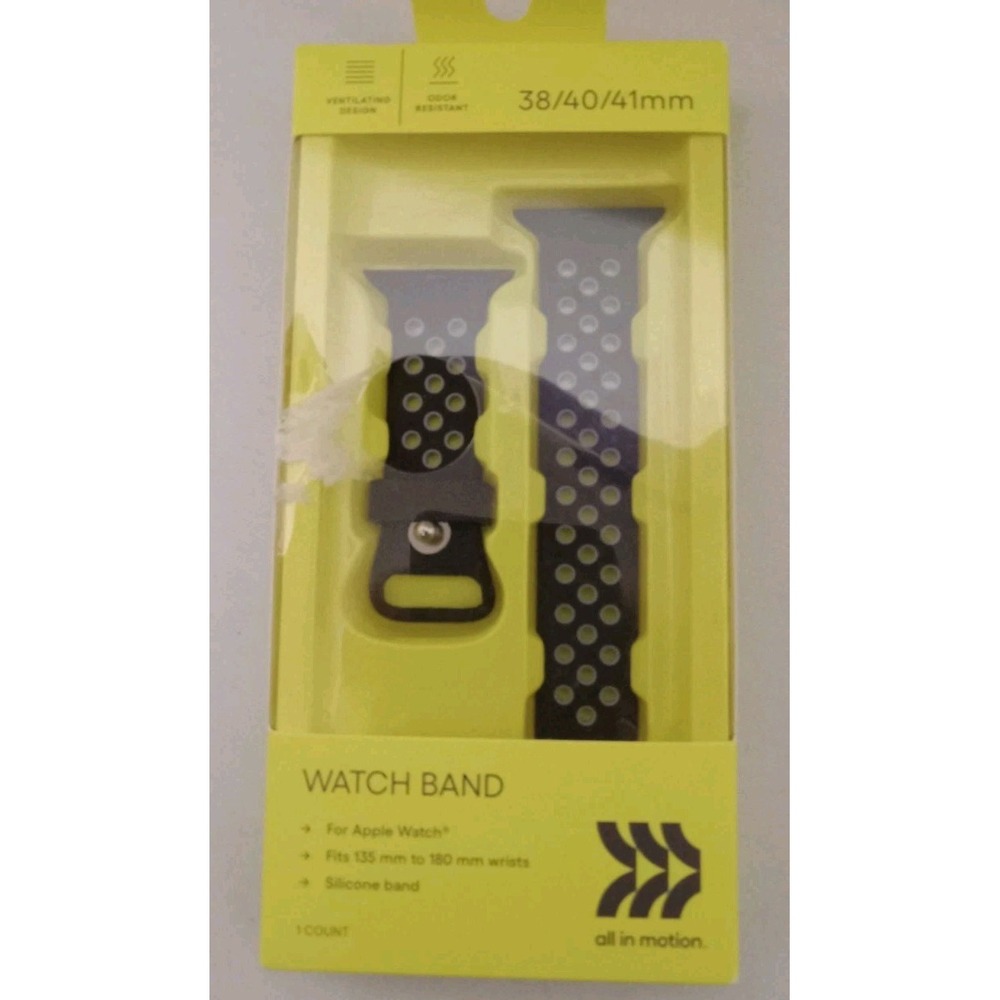 All in Motion Silicone Watch Band fits 38/40/41 mm Apple Watch - Black